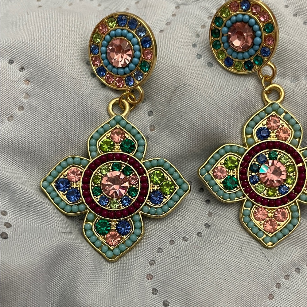 Source Unknown Multicolor Crystal Earrings - image 1